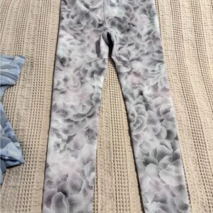 Athleta Girl Gray Leggings with Tie-Dye Pattern